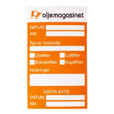 Oljemagasinet Oljebytesdekal