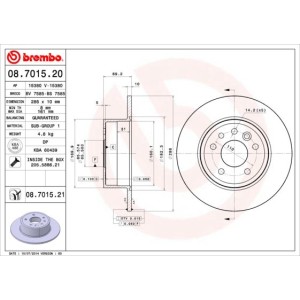 Bromsskiva BREMBO 08.7015.21, Bakaxel