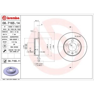 Bromsskiva BREMBO 08.7165.11, Bakaxel