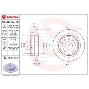 Bromsskiva BREMBO 08.8305.11, Bakaxel