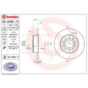 Bromsskiva BREMBO 08.9488.11, Bakaxel