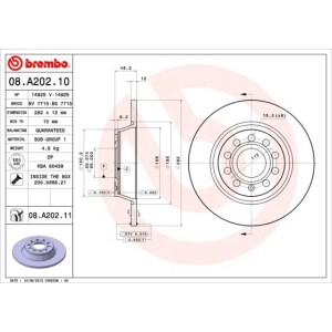 Bromsskiva BREMBO 08.A202.11, Bakaxel