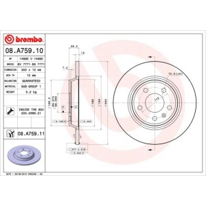 Bromsskiva BREMBO 08.A759.11, Bakaxel