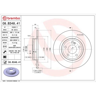 Bromsskiva BREMBO 08.B348.41, Bakaxel