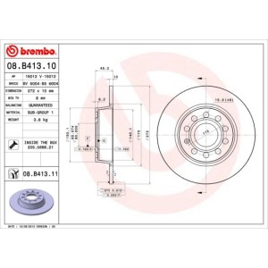 Bromsskiva BREMBO 08.B413.11, Bakaxel
