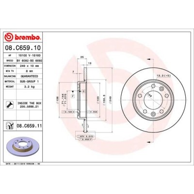 Bromsskiva BREMBO 08.C659.11, Bakaxel