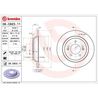Bromsskiva BREMBO 08.C823.11, Bakaxel