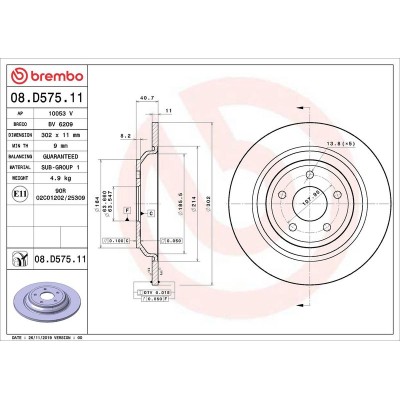Bromsskiva BREMBO 08.D575.11, Bakaxel