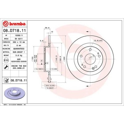 Bromsskiva BREMBO 08.D718.11, Bakaxel