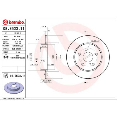 Bromsskiva BREMBO 08.E523.11, Bakaxel