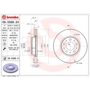 Bromsskiva BREMBO 09.5568.21, Framaxel