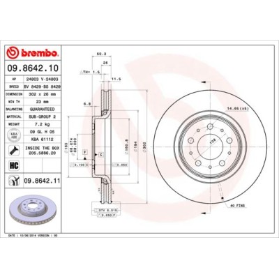 Bromsskiva BREMBO 09.8642.11, Framaxel