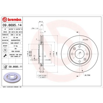 Bromsskiva BREMBO 09.8695.11, Framaxel