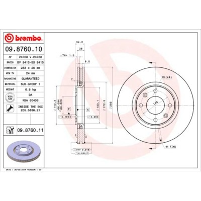 Bromsskiva BREMBO 09.8760.11, Framaxel