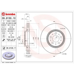 Bromsskiva BREMBO 09.9130.11, Framaxel