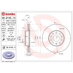 Bromsskiva BREMBO 09.9145.11, Framaxel