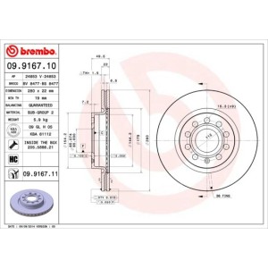 Bromsskiva BREMBO 09.9167.11, Framaxel