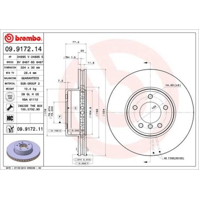 Bromsskiva BREMBO 09.9172.11, Framaxel