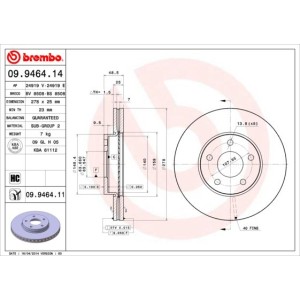 Bromsskiva BREMBO 09.9464.11, Framaxel