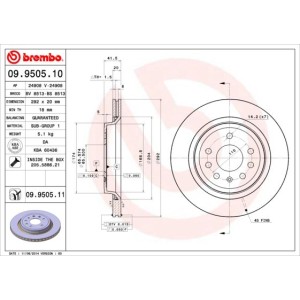 Bromsskiva BREMBO 09.9505.11, Bakaxel