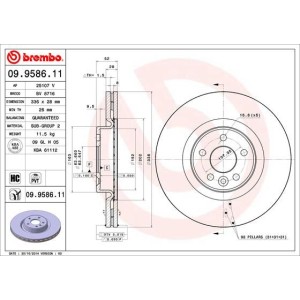 Bromsskiva BREMBO 09.9586.11, Framaxel