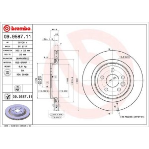 Bromsskiva BREMBO 09.9587.11, Bakaxel