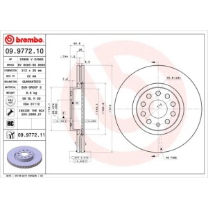 Bromsskiva BREMBO 09.9772.11, Framaxel