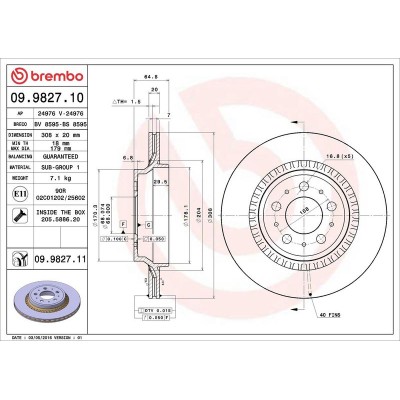 Bromsskiva BREMBO 09.9827.11, Bakaxel