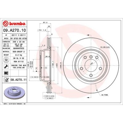 Bromsskiva BREMBO 09.A270.11, Bakaxel
