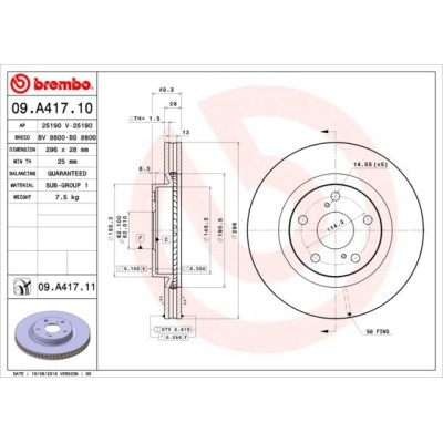 Bromsskiva BREMBO 09.A417.11, Framaxel