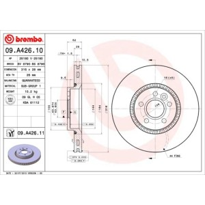 Bromsskiva BREMBO 09.A426.11, Framaxel