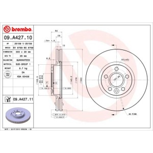 Bromsskiva BREMBO 09.A427.11, Framaxel