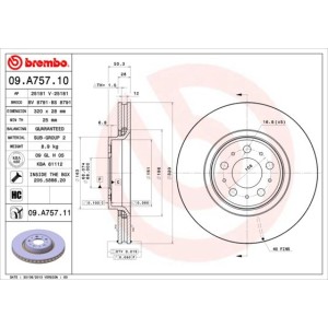 Bromsskiva BREMBO 09.A757.11, Framaxel