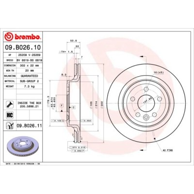 Bromsskiva BREMBO 09.B026.11, Bakaxel