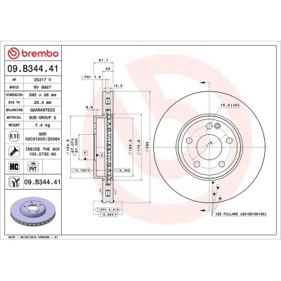 Bromsskiva BREMBO 09.B344.41, Framaxel