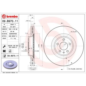 Bromsskiva BREMBO 09.B970.11, Framaxel