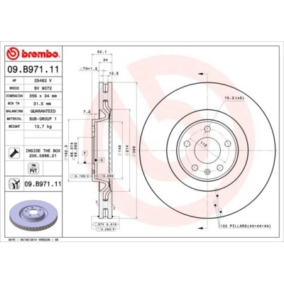 Bromsskiva BREMBO 09.B971.11, Framaxel