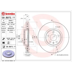 Bromsskiva BREMBO 09.B972.11, Framaxel