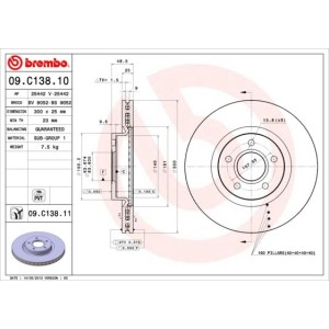 Bromsskiva BREMBO 09.C138.11, Framaxel