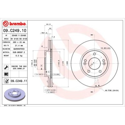 Bromsskiva BREMBO 09.C249.11, Framaxel