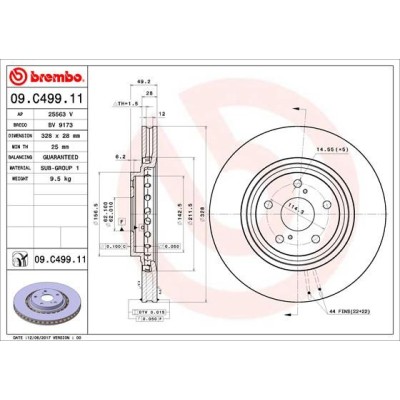 Bromsskiva BREMBO 09.C499.11, Framaxel