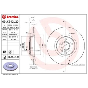 Bromsskiva BREMBO 09.C542.21, Framaxel