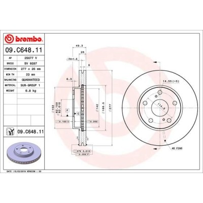 Bromsskiva BREMBO 09.C648.11, Framaxel