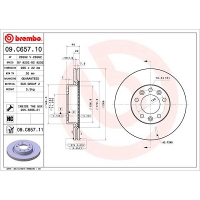 Bromsskiva BREMBO 09.C657.11, Framaxel