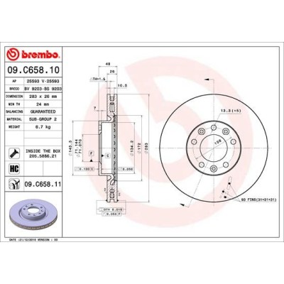 Bromsskiva BREMBO 09.C658.11, Framaxel