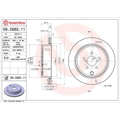 Bromsskiva BREMBO 09.C662.11, Bakaxel