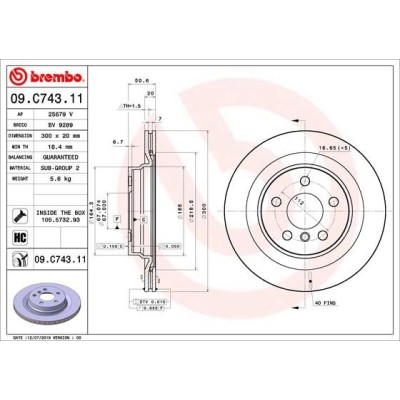 Bromsskiva BREMBO 09.C743.11, Bakaxel