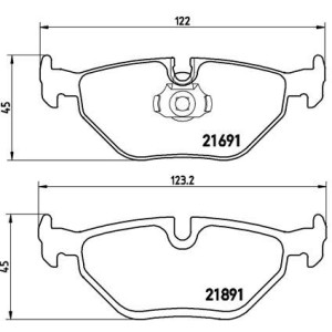 Bromsbelägg BREMBO P 06 023, Bakaxel (Sats)