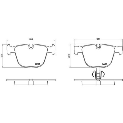 Bromsbelägg BREMBO P 06 053, Bakaxel (Sats)