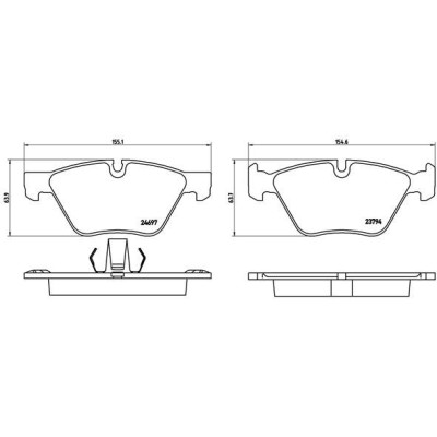 Bromsbelägg BREMBO P 06 060, Framaxel (Sats)